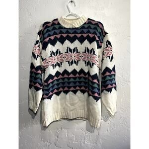 Brandon vintage fair isle knit sweater womens large cabincore grandmacore heavy